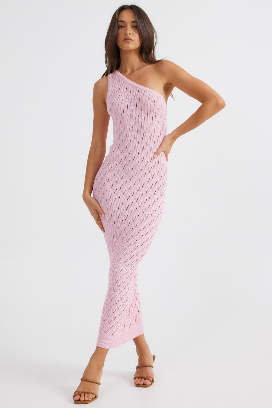 Pink one hotsell shoulder maxi dress