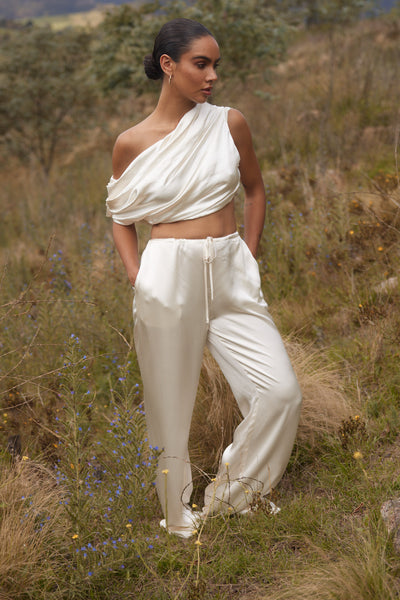 【DISCERNMENT】Dove Napping Basic Wide Pants Women's Goodnight Sleep Pants | Dove | Bamboo Sleepwear