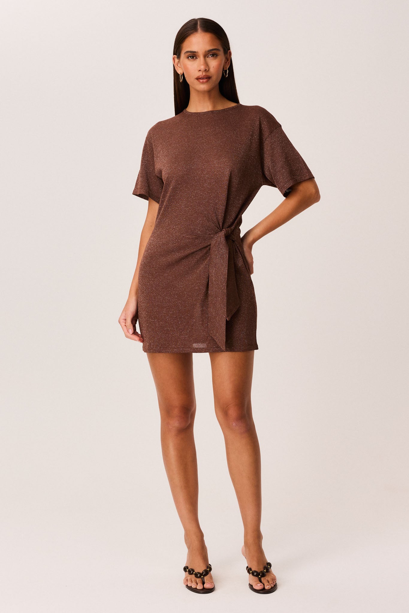 CELESTIA SHIMMER MINI DRESS CHOCOLATE / XS