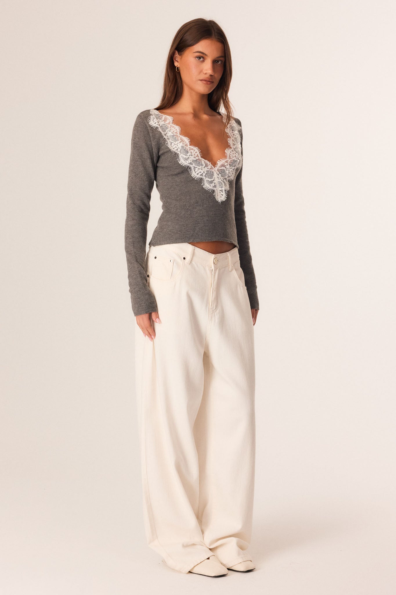 lace duck layered tops ⭐︎ DANIE LACE KNIT TOP – SNDYS US