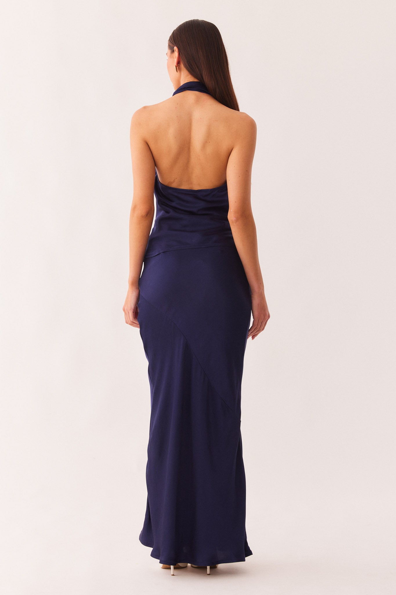 navy blue halter top dress Boden Women's Halter Neck Empire Maxi Dress in Blue