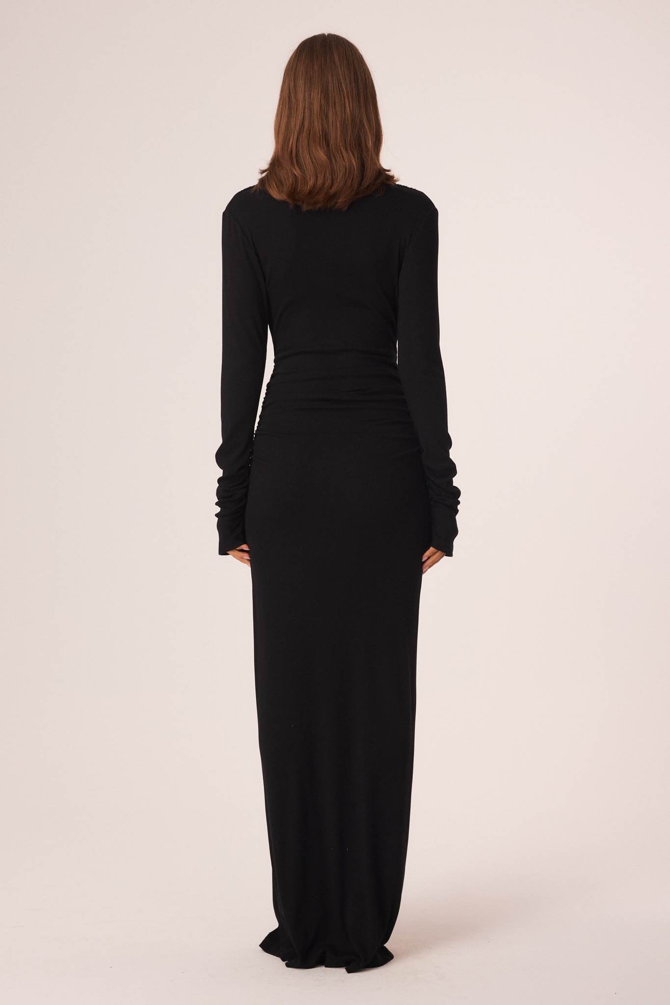 high waist long sleeve maxi dress Organic Cotton Long Sleeve Maxi Dress - Black