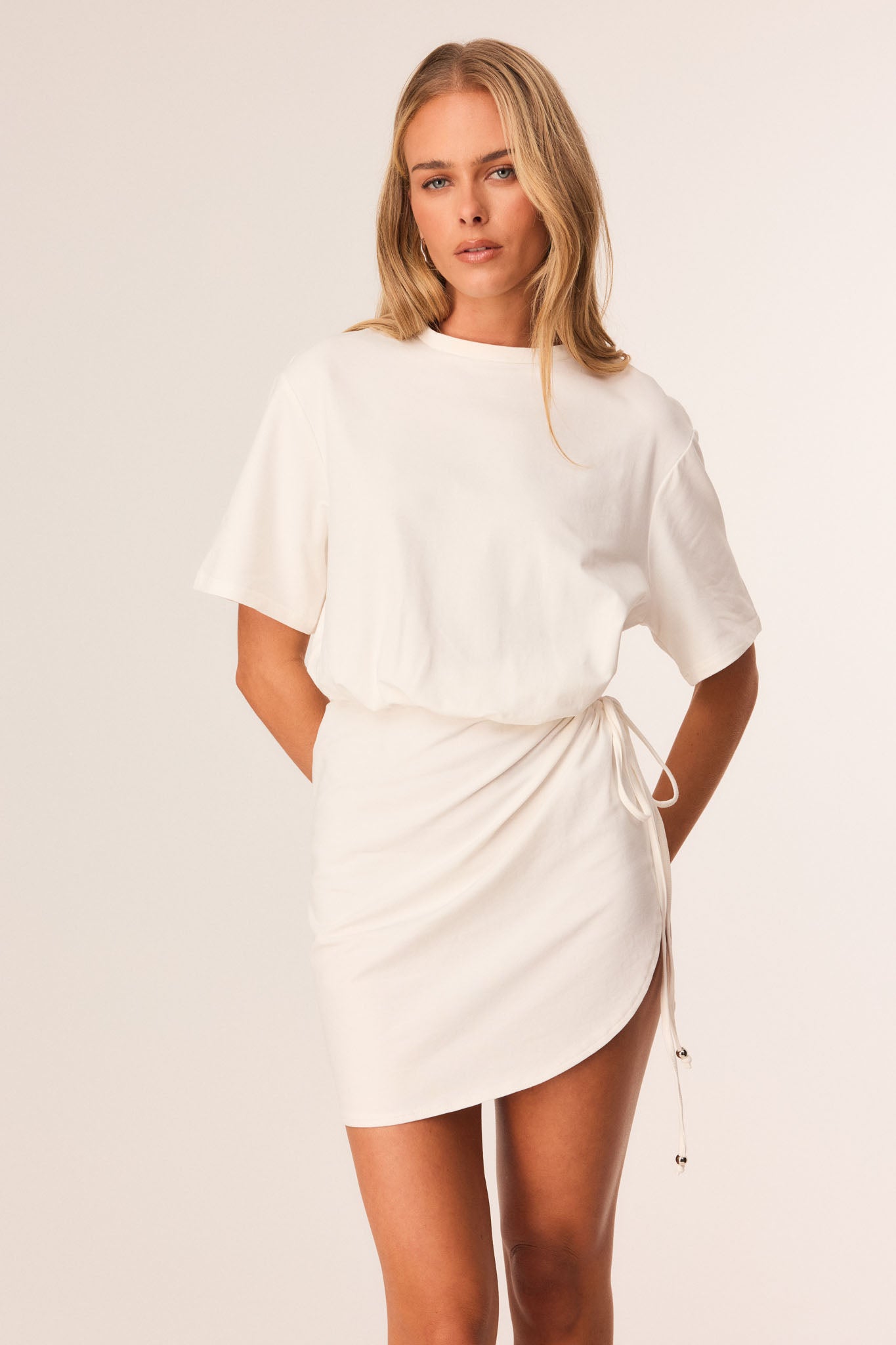 short white t shirt dress Women's Ivory Hourglass Cotton T-Shirt Dress