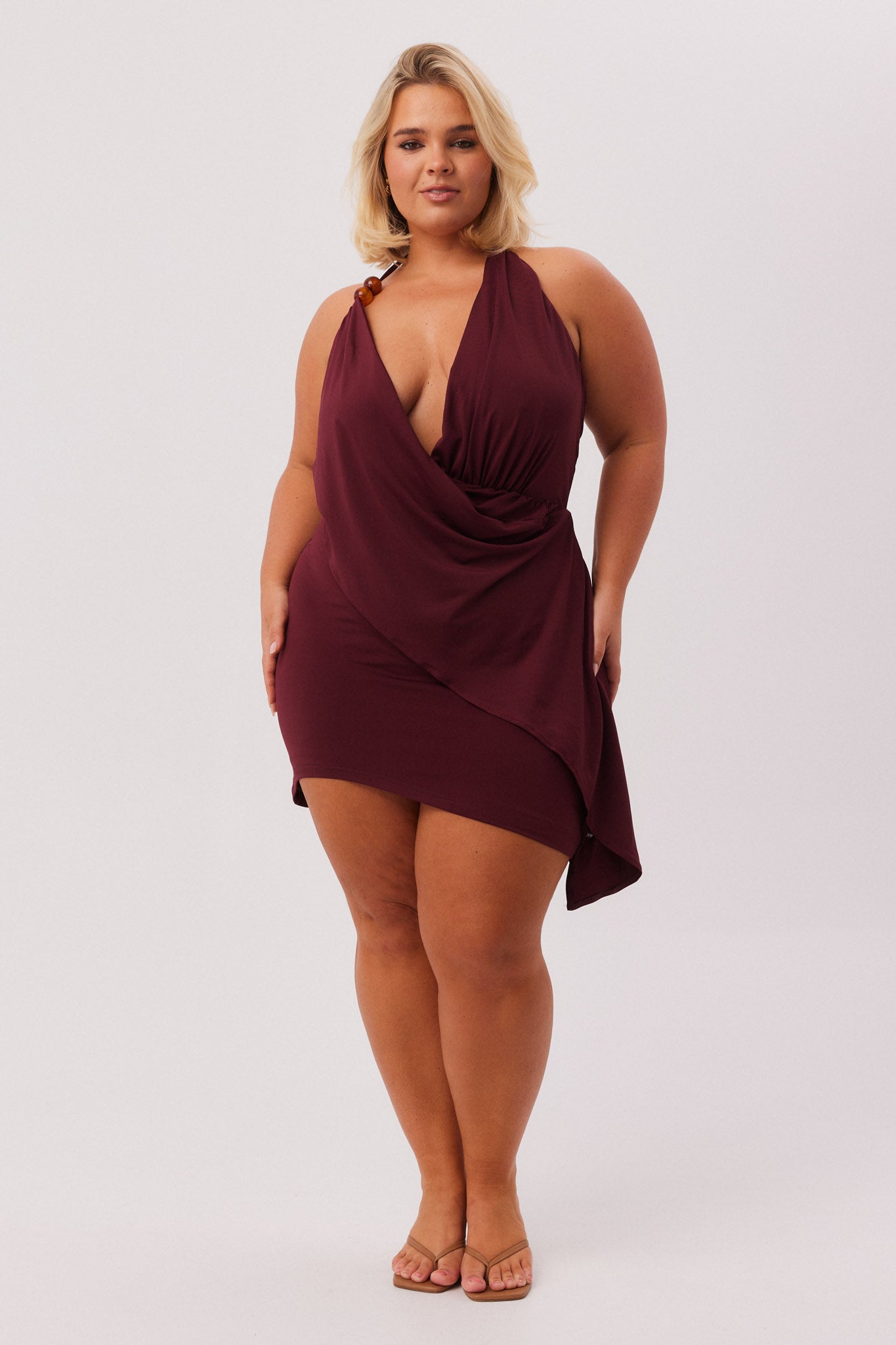 ISA-DRAPE-MINI-DRESS-CABERNET-1
